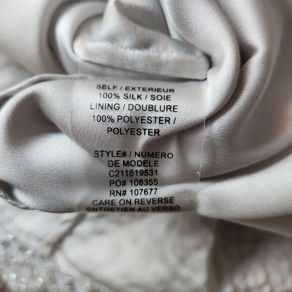 Sz4 Alice + Olivia Beaded Silk Blouson Mini Dress in Silver Gray - Picture 9 of 15